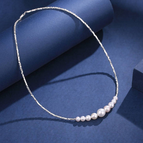 Freshwater White Pearl Silver Shards Necklace - House Of Pearls
